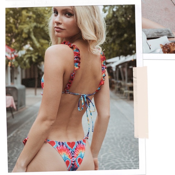 DANNIJO x Kai Lani bikini collab Tie Dye Skimpy Bikini NWT Large top XS bottoms - Picture 5 of 15